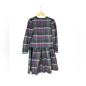 Vintage J. Jill 80s Plaid Cotton Shirt & Skirt set size 10 school cottagecore